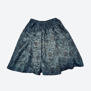 ASTR The Label Skirt Women L Emerald Green Floral A Line Pleated Knee Length Zip